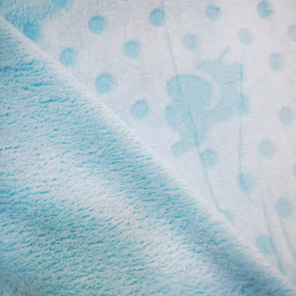 Cuddle Fleece - SPOTS AND ELEPHANTS ON SKY BLUE